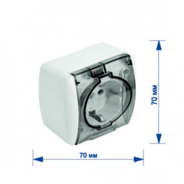 Розетка RIGHT HAUSEN BERTA 1-а зовн. з/з з кришкою біла IP54 HN-013041 (10/120)