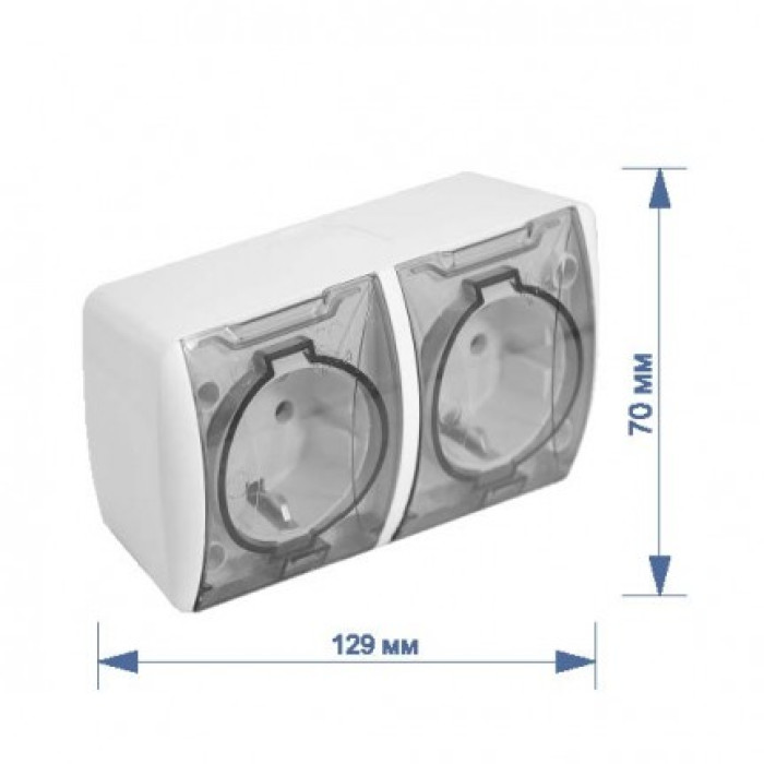 Розетка RIGHT HAUSEN BERTA 2-а зовн. з/з з кришкою біла IP54 HN-013051 (5/60)