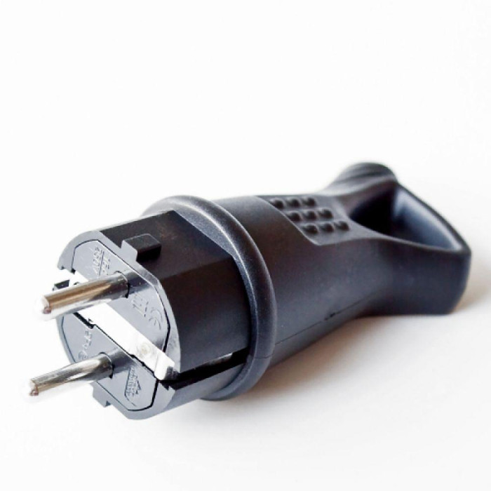 Вилка RIGHT HAUSEN Waterproof пряма з/з чорна IP44 HN-021062N (24/300)