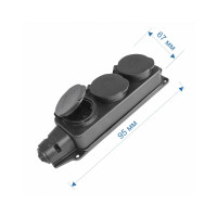 Колодка RIGHT HAUSEN Waterproof 3-а з/з черная IP44 HN-084032N (36ящ)
