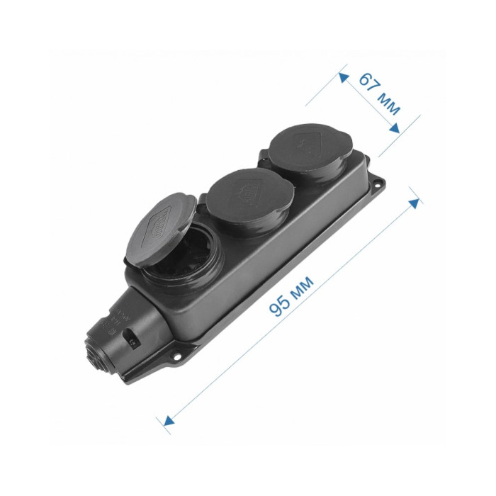Колодка RIGHT HAUSEN Waterproof 3-а з/з черная IP44 HN-084032N (36ящ)