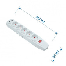 Колодка RIGHT HAUSEN KRIS 5-а з/з вим та USB HN-082251 (57ящ)