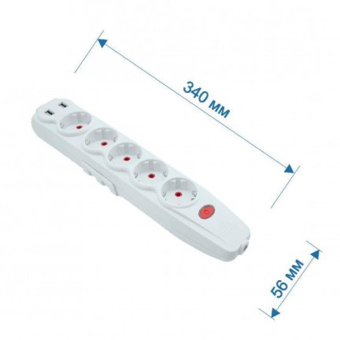 Колодка RIGHT HAUSEN KRIS 5-а з/з вим та USB HN-082251 (57ящ)