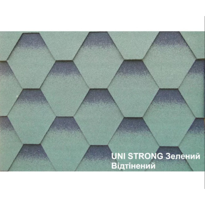 UNI STRONG Битумная черепица сота 3.0 м2 зелений оттен.