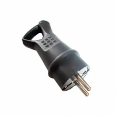 Вилка RIGHT HAUSEN Waterproof пряма з/з з кільцем чорна IP44 HN-021082N (24/240)